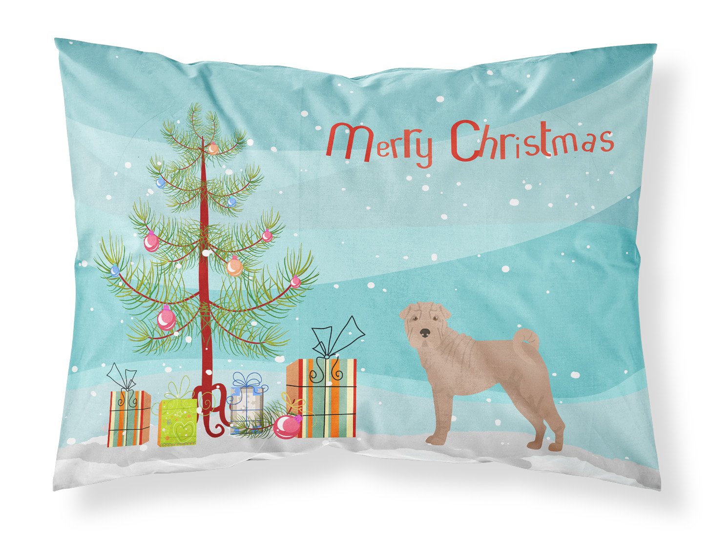 Shar Pei Christmas Tree Standard Pillowcase Lightweight Super Soft Easy Care Decorative Artwork Pillowcase, Standard