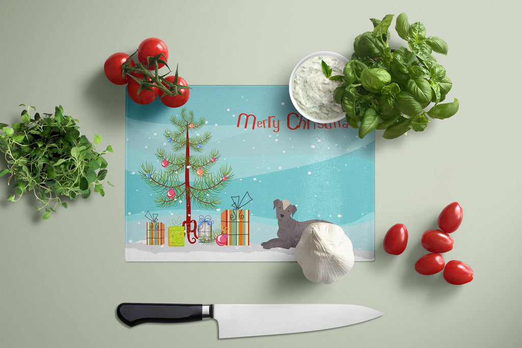 Ecuadorian Hairless Dog Christmas Tree Cutting Board Tempered Glass Kitchen Cutting Surface, Heat Resistant Chopping, Non-Slip Feet, Food Prep & Serving