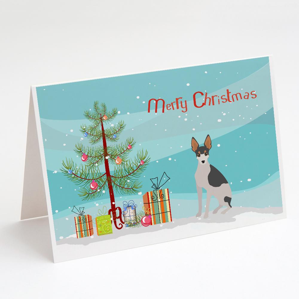 Miniature Fox Terrier #2 Christmas Tree Greeting Cards Pack of 8 Blank Cards with Envelopes Whimsical A7 Size 5x7