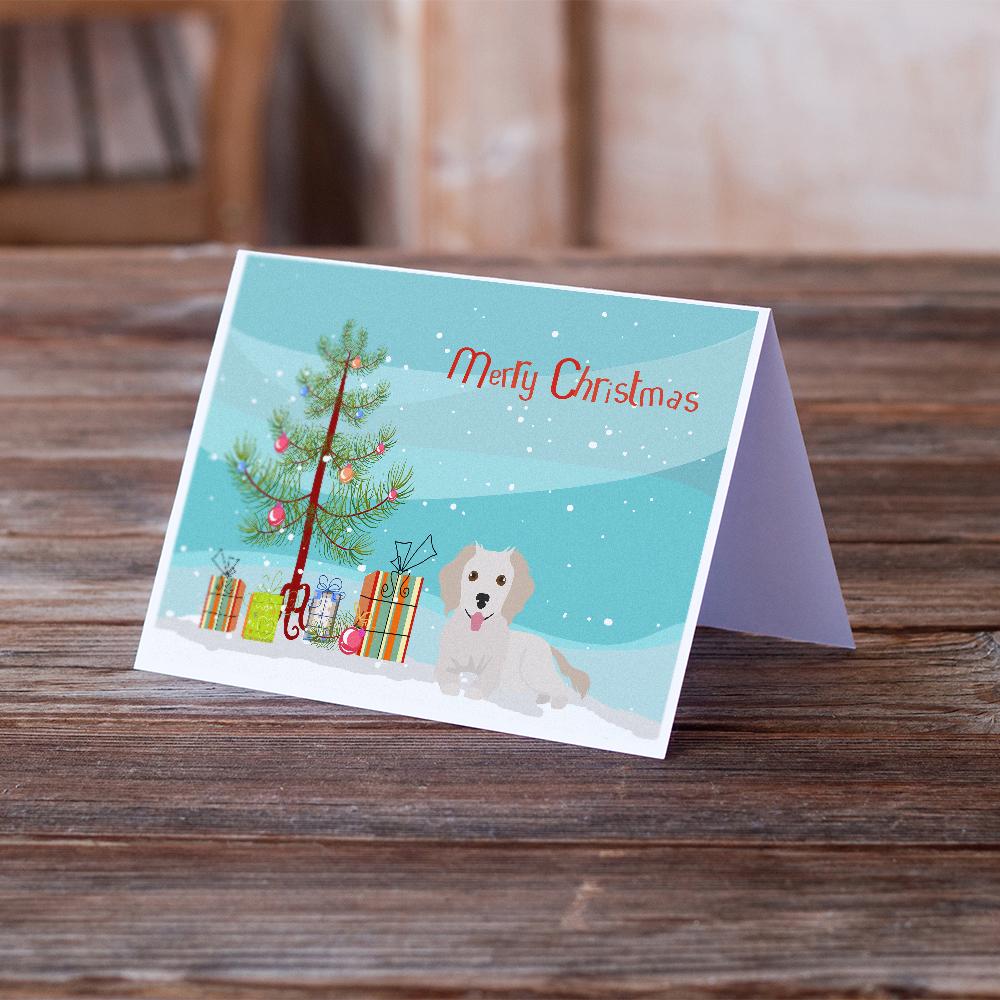 Small Greek Domestic Dog Kokoni #2 Christmas Tree Greeting Cards Pack of 8 Blank Cards with Envelopes Whimsical A7 Size 5x7
