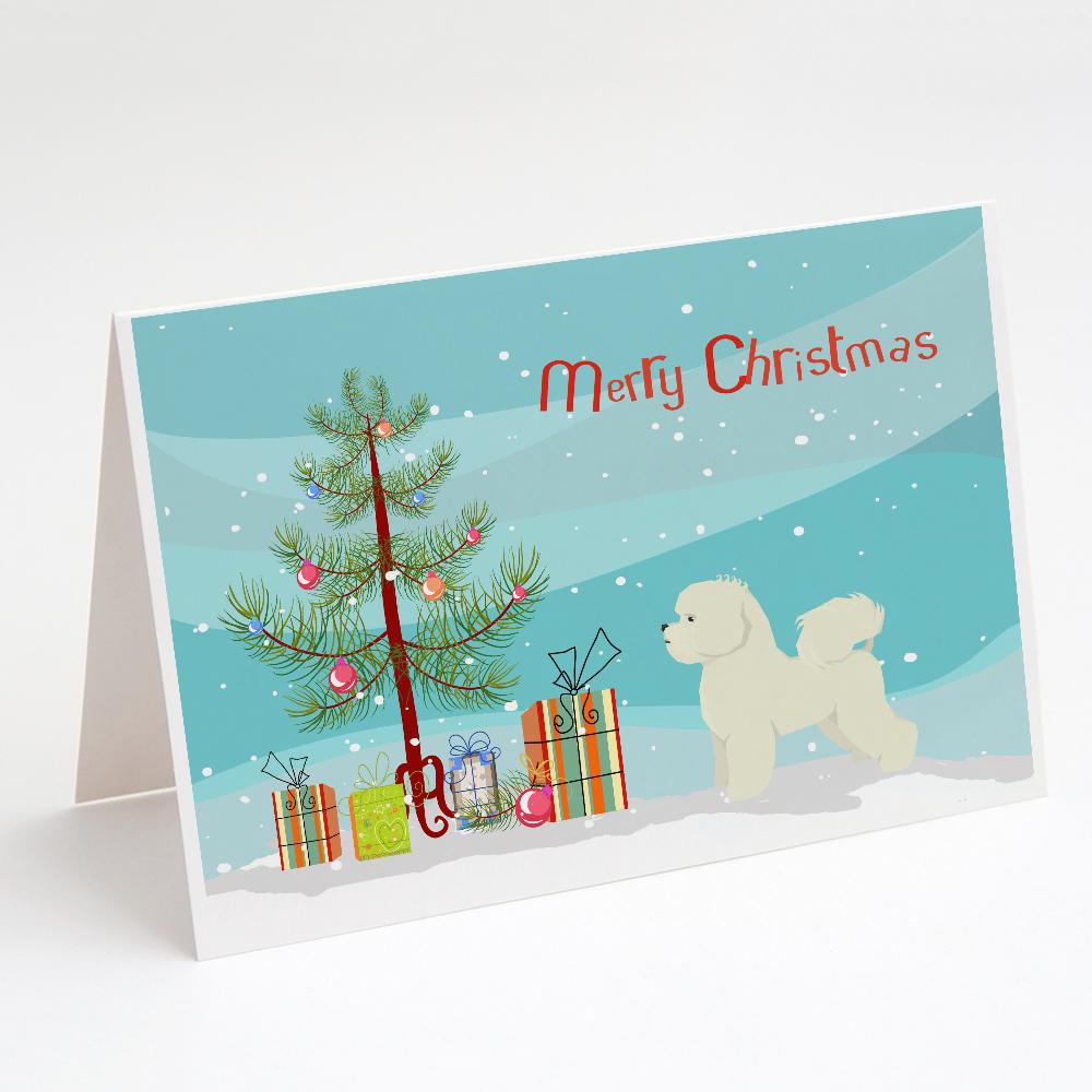 Bichon Frise Christmas Tree Greeting Cards Pack of 8 Blank Cards with Envelopes Whimsical A7 Size 5x7