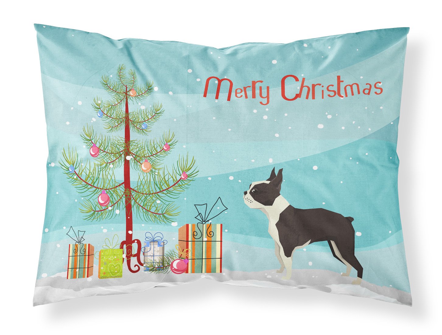 Boston Terrier Christmas Tree Standard Pillowcase Lightweight Super Soft Easy Care Decorative Artwork Pillowcase, Standard