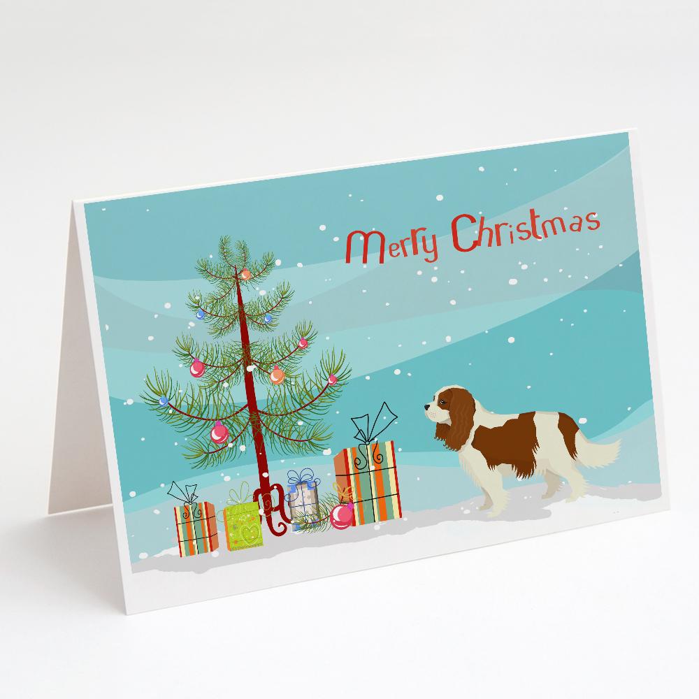 Cavalier Spaniel Christmas Tree Greeting Cards Pack of 8 Blank Cards with Envelopes Whimsical A7 Size 5x7