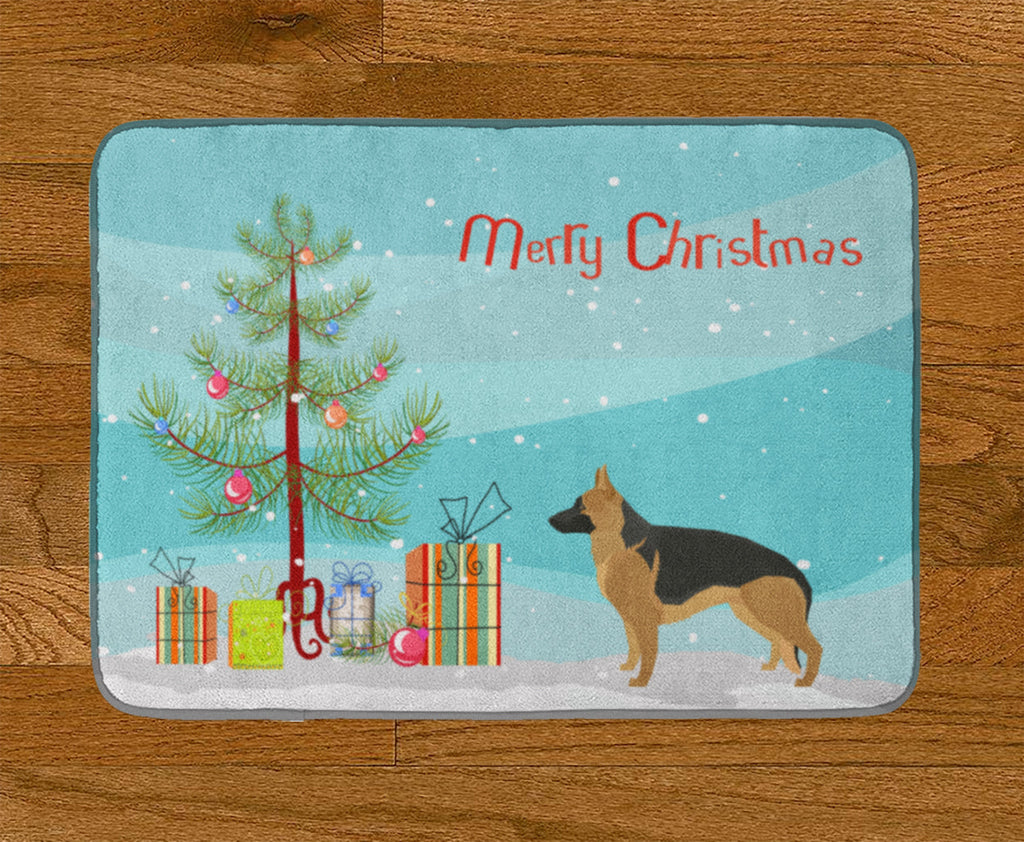 German Shepherd Christmas Tree Memory Foam Kitchen Mat Machine Washable Anti-Fatigue Cushion Comfort Bath or Kitchen Rug