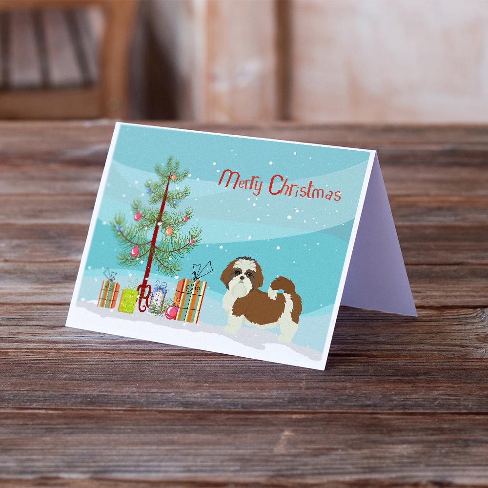 Shih Tzu Christmas Tree Greeting Cards Pack of 8 Blank Cards with Envelopes Whimsical A7 Size 5x7