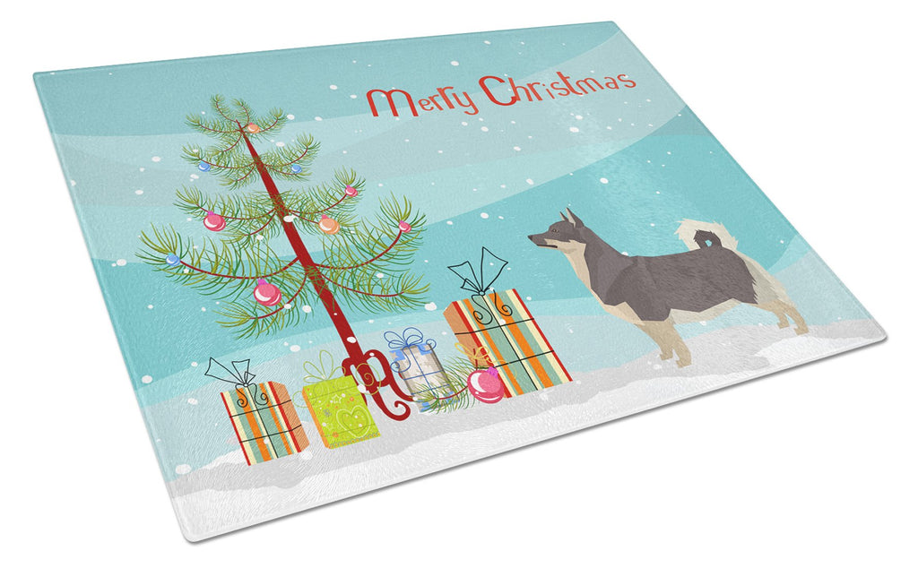 Swedish Vallhund Christmas Tree Cutting Board Tempered Glass Kitchen Cutting Surface, Heat Resistant Chopping, Non-Slip Feet, Food Prep & Serving