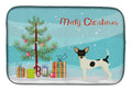 Toy Fox Terrier Christmas Tree Dish Drying Mat Absorbent Dish Drying Mat Pad for Kitchen Counter Dish Drainer Mat for Countertop, 14 x 21", Multicolor