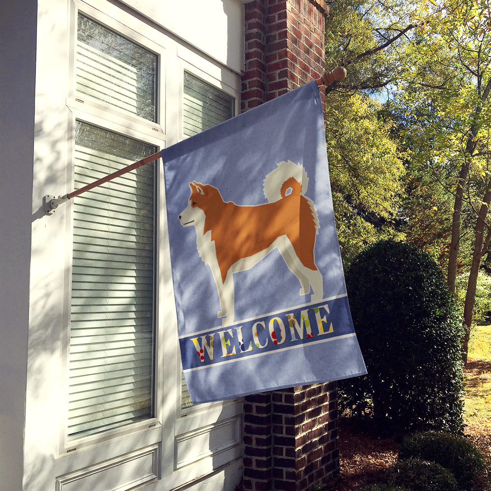 Akita Welcome House Flag 28x40 Porch Sleeve Pole Decorative Outside Yard Banner Artwork Wall Hanging, Polyester