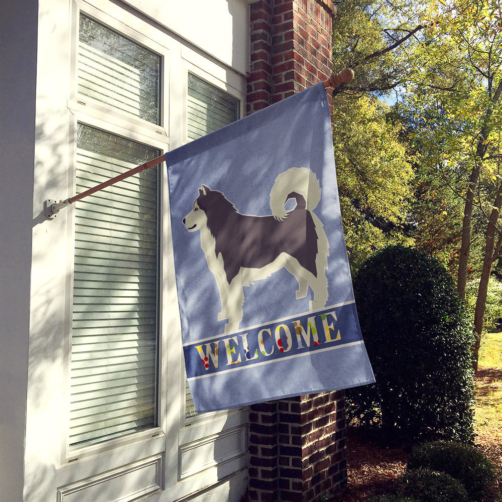 Alaskan Malamute Welcome House Flag 28x40 Porch Sleeve Pole Decorative Outside Yard Banner Artwork Wall Hanging, Polyester