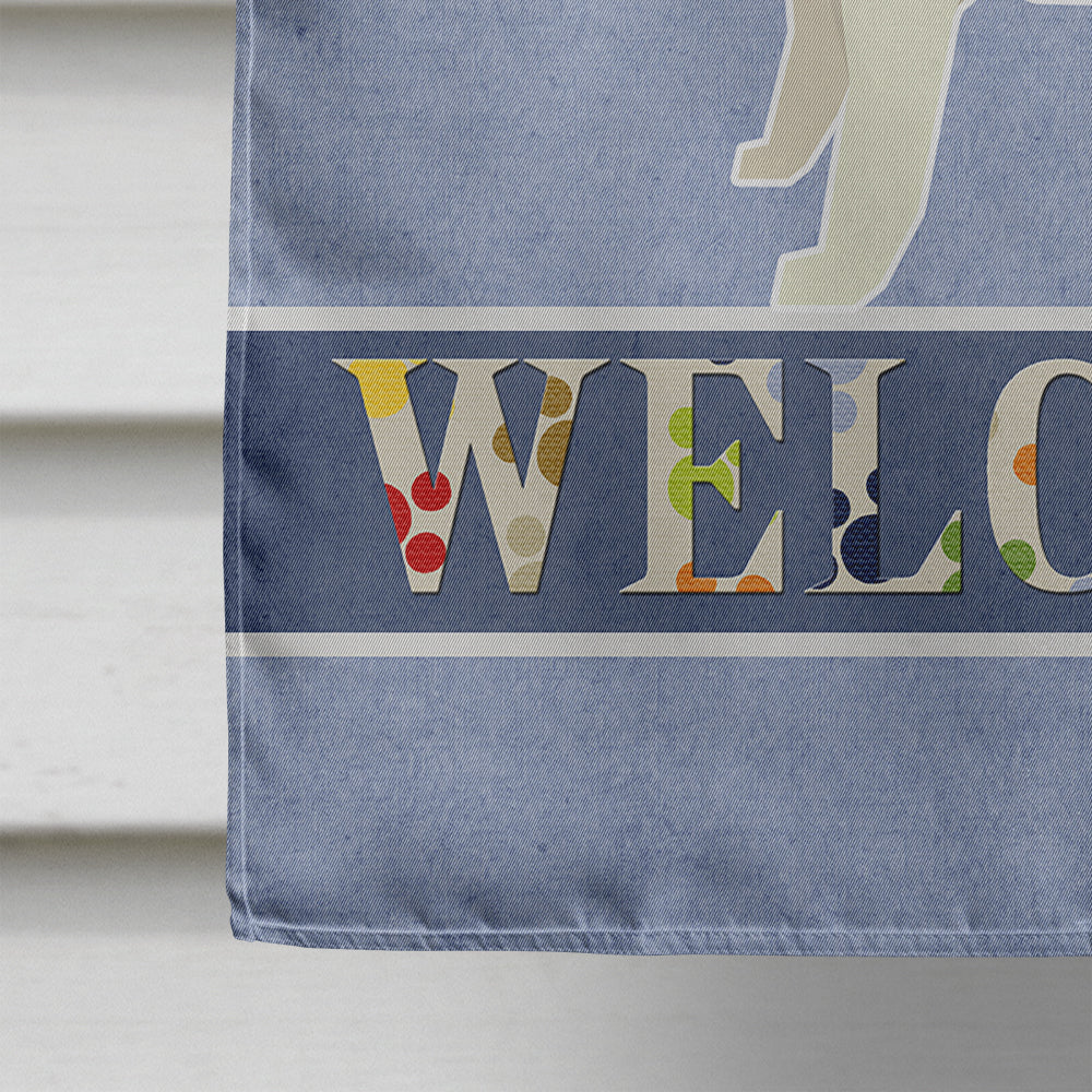 Black and White Bull Terrier Welcome House Flag 28x40 Porch Sleeve Pole Decorative Outside Yard Banner Artwork Wall Hanging, Polyester