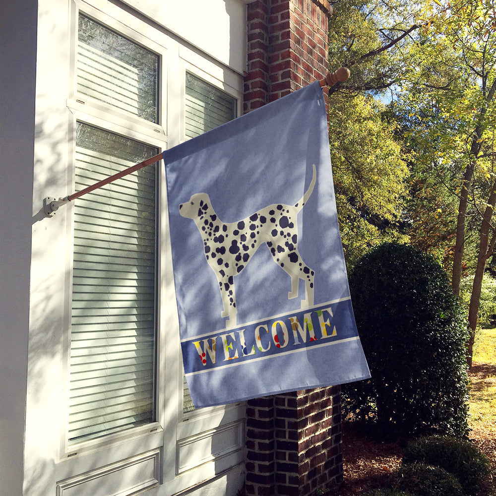Dalmatian Welcome House Flag 28x40 Porch Sleeve Pole Decorative Outside Yard Banner Artwork Wall Hanging, Polyester