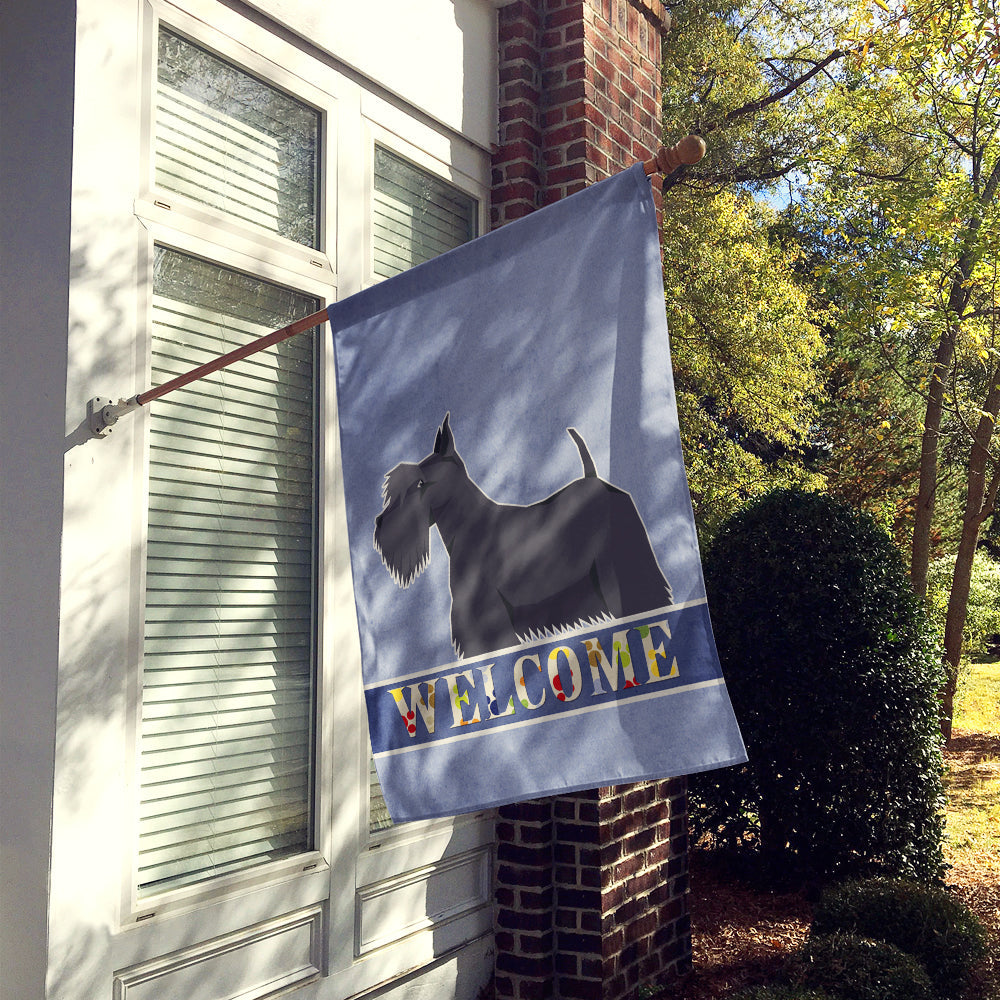 Scottish Terrier Welcome House Flag 28x40 Porch Sleeve Pole Decorative Outside Yard Banner Artwork Wall Hanging, Polyester