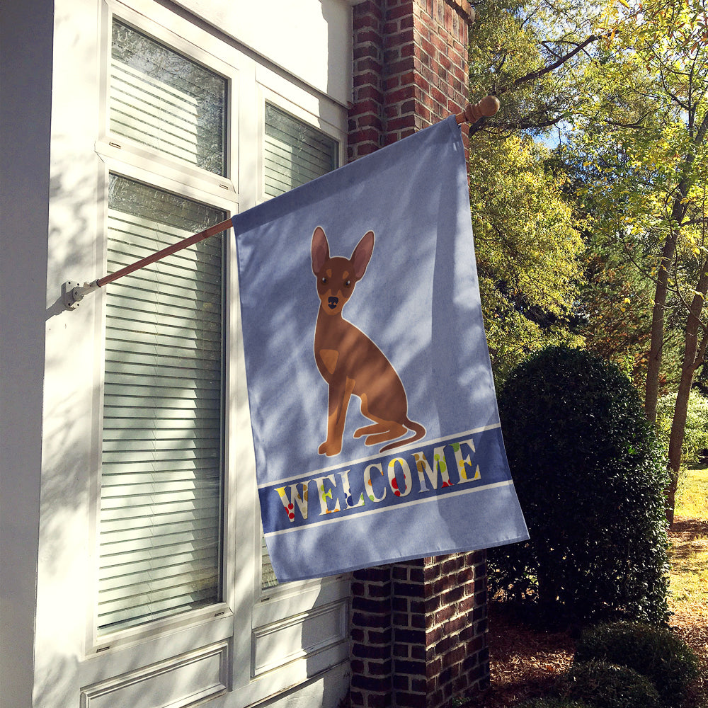 Brown Prague Ratter Welcome House Flag 28x40 Porch Sleeve Pole Decorative Outside Yard Banner Artwork Wall Hanging, Polyester