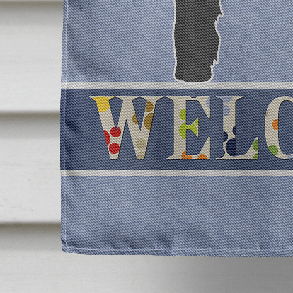 Black Cockapoo Welcome House Flag 28x40 Porch Sleeve Pole Decorative Outside Yard Banner Artwork Wall Hanging, Polyester