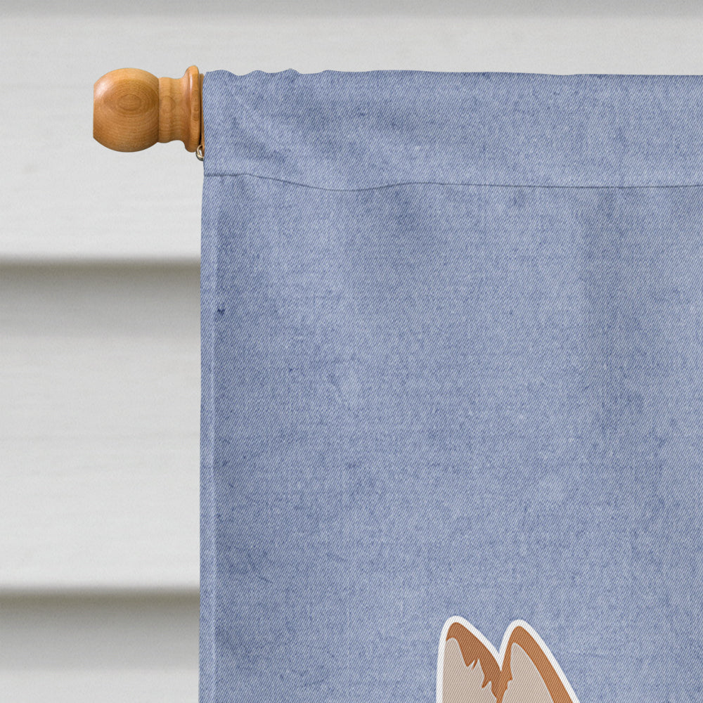 Corgi Husky Mix Welcome House Flag 28x40 Porch Sleeve Pole Decorative Outside Yard Banner Artwork Wall Hanging, Polyester
