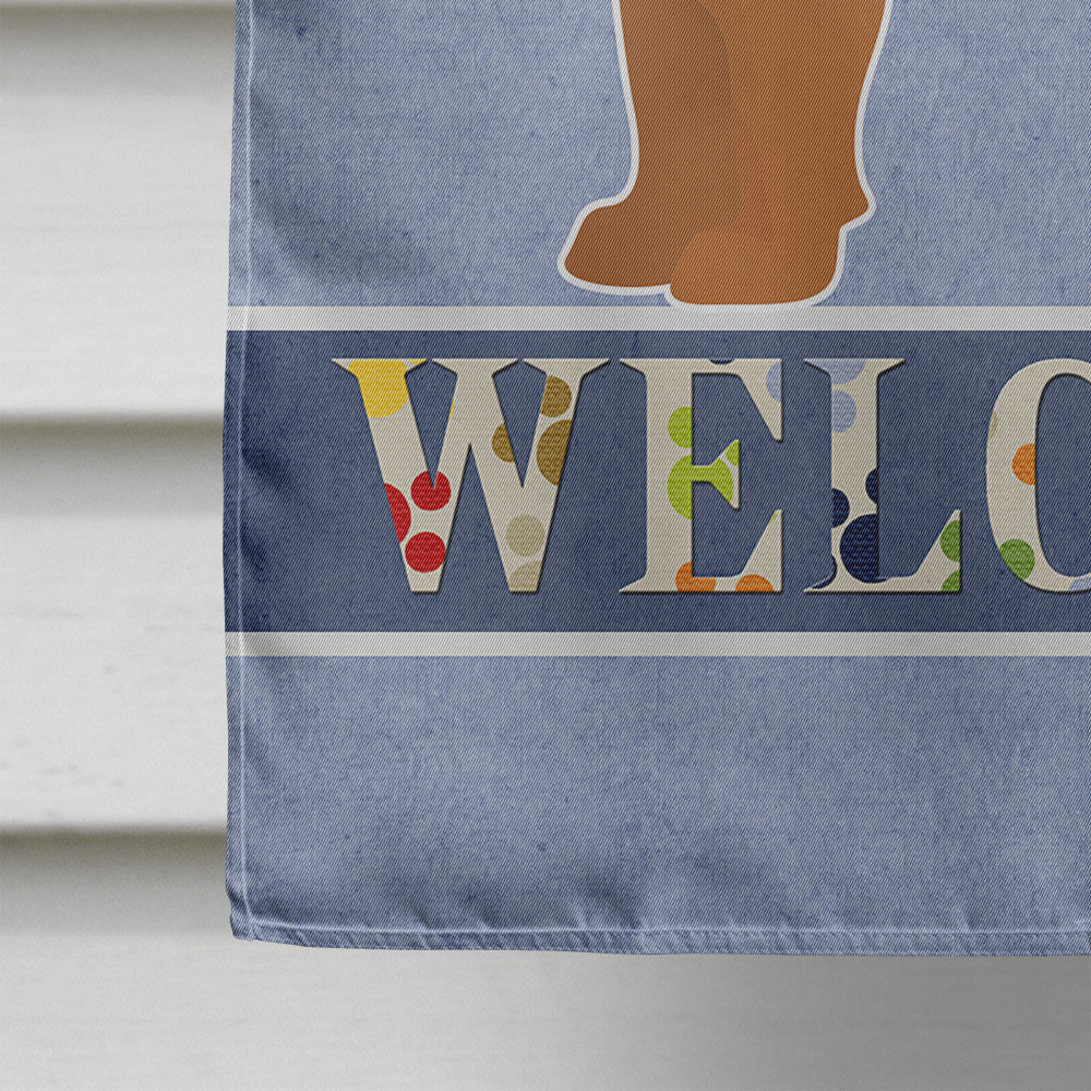 Tan French Bulldog Pit Bull Mix Welcome House Flag 28x40 Porch Sleeve Pole Decorative Outside Yard Banner Artwork Wall Hanging, Polyester