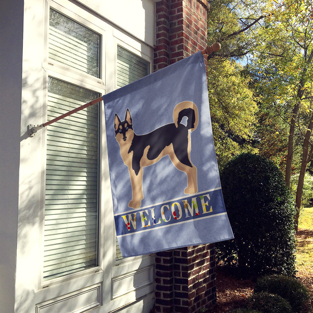 Gerberian Shepsky #2 Welcome House Flag 28x40 Porch Sleeve Pole Decorative Outside Yard Banner Artwork Wall Hanging, Polyester