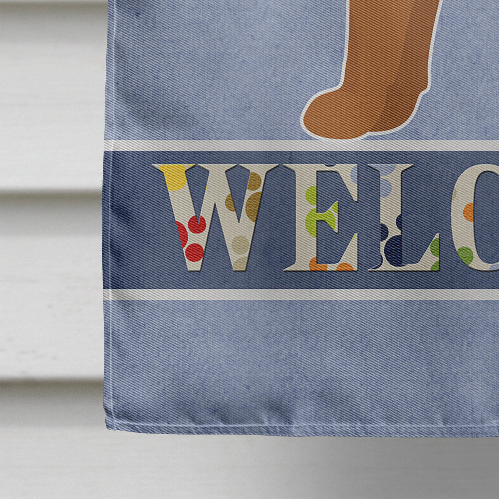 Puggle Welcome House Flag 28x40 Porch Sleeve Pole Decorative Outside Yard Banner Artwork Wall Hanging, Polyester