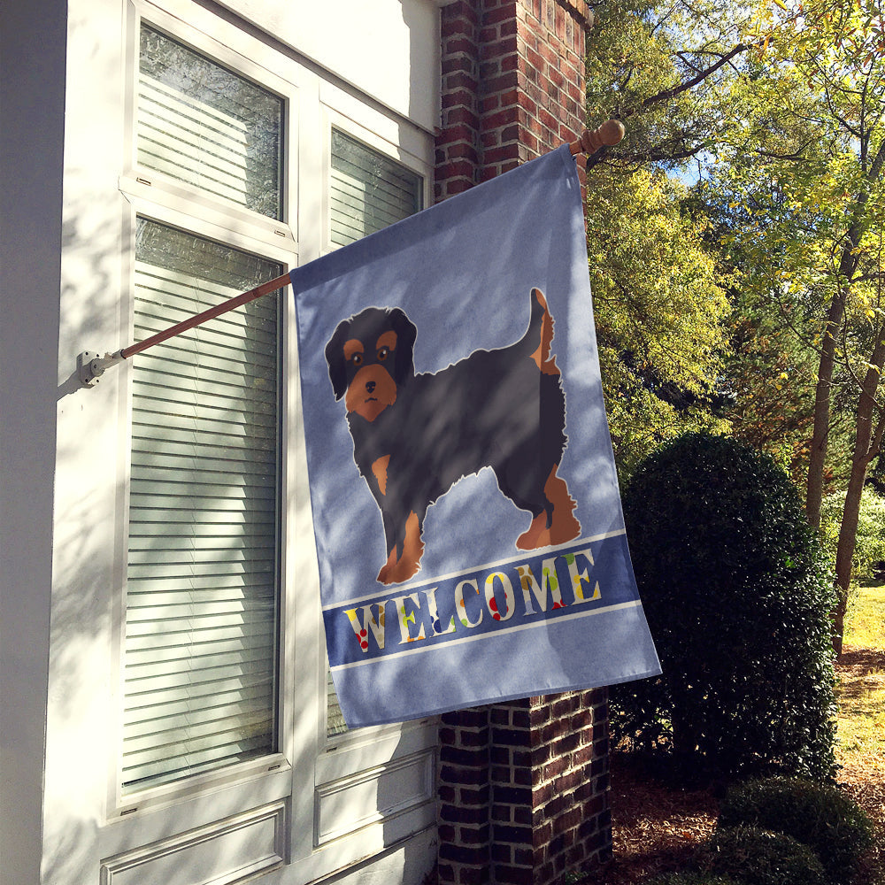 Yorkiepoo #1 Welcome House Flag 28x40 Porch Sleeve Pole Decorative Outside Yard Banner Artwork Wall Hanging, Polyester
