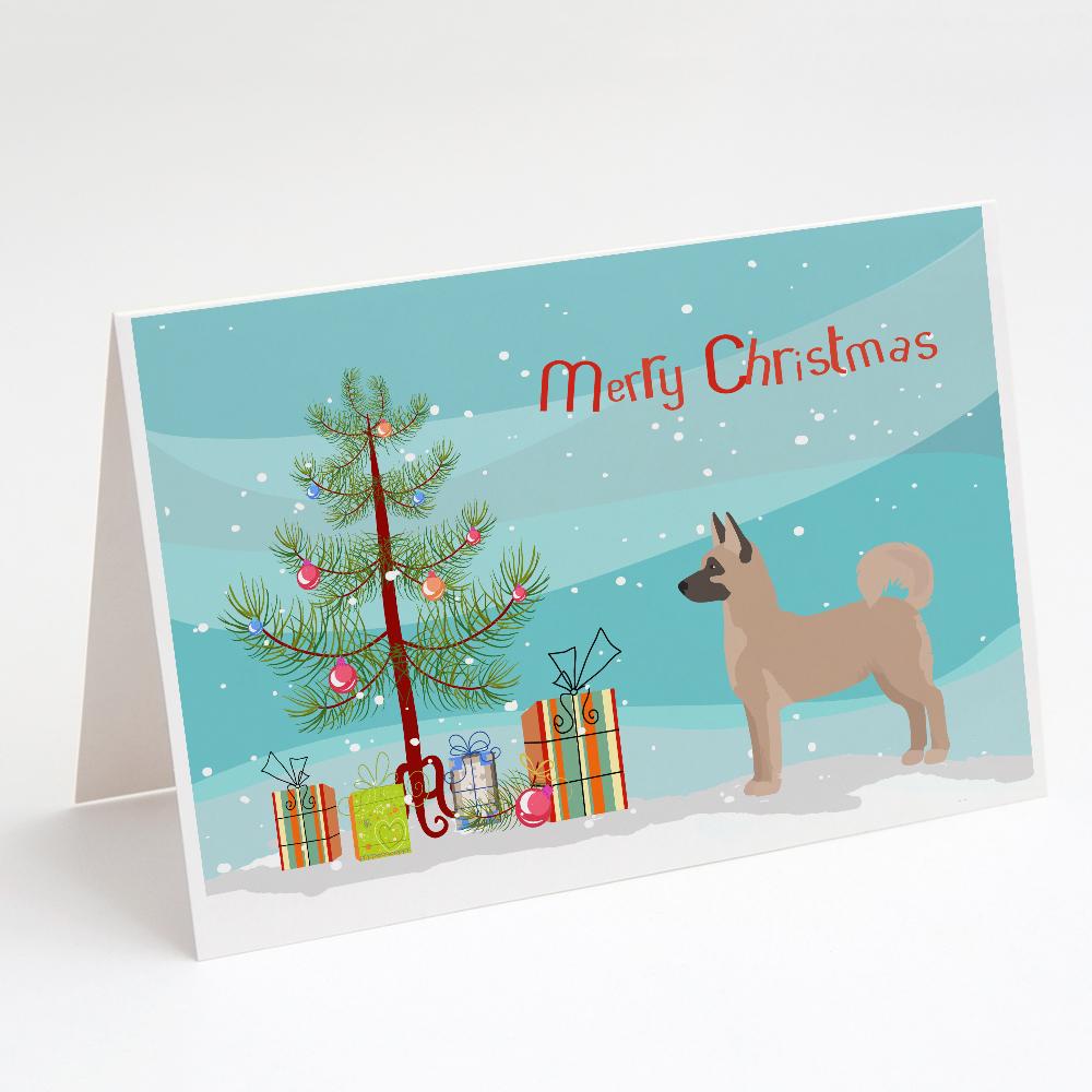Akita Shepherd Christmas Tree Greeting Cards Pack of 8 Blank Cards with Envelopes Whimsical A7 Size 5x7