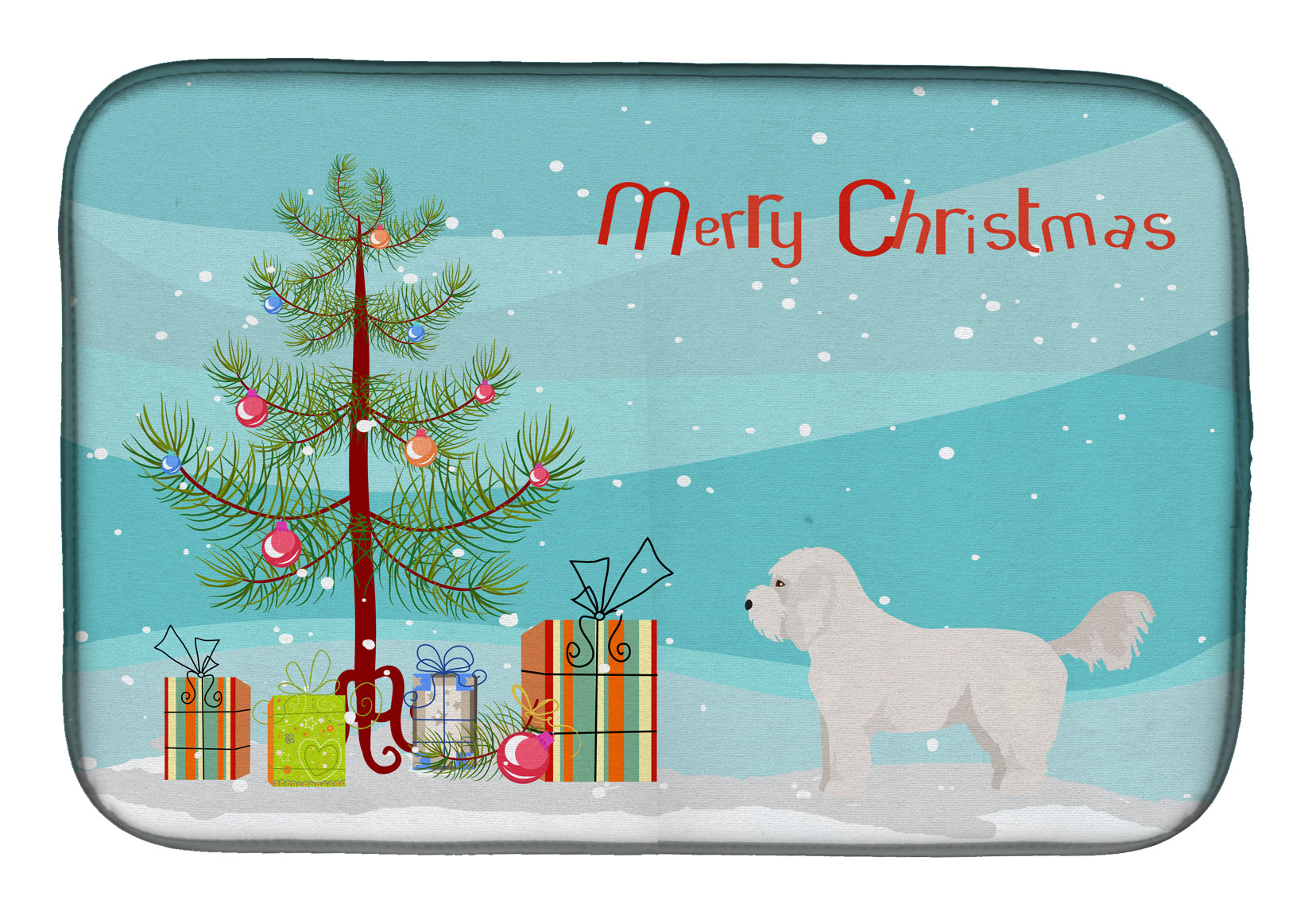 Bichpoo White Christmas Tree Dish Drying Mat Absorbent Dish Drying Mat Pad for Kitchen Counter Dish Drainer Mat for Countertop, 14 x 21", Multicolor