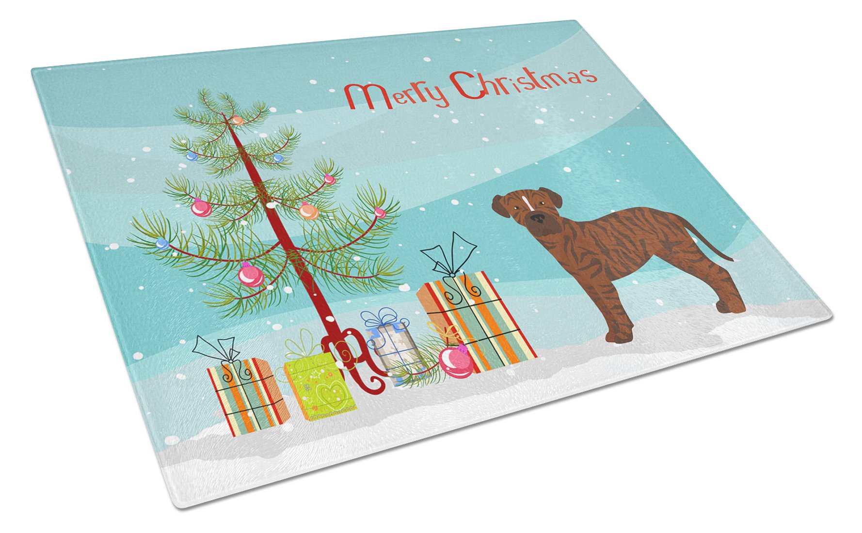 Bullboxer Christmas Tree Cutting Board Tempered Glass Kitchen Cutting Surface, Heat Resistant Chopping, Non-Slip Feet, Food Prep & Serving