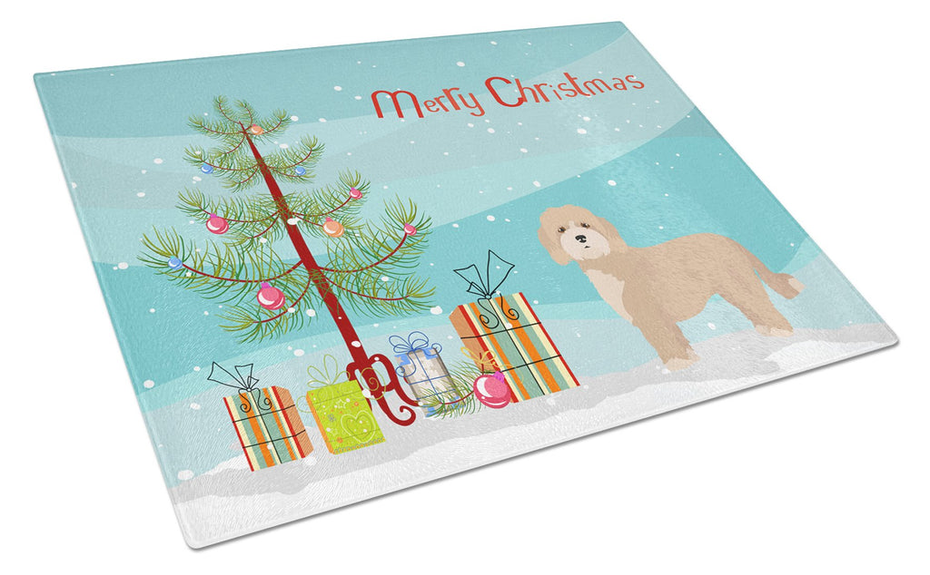 Cavachon Christmas Tree Cutting Board Tempered Glass Kitchen Cutting Surface, Heat Resistant Chopping, Non-Slip Feet, Food Prep & Serving