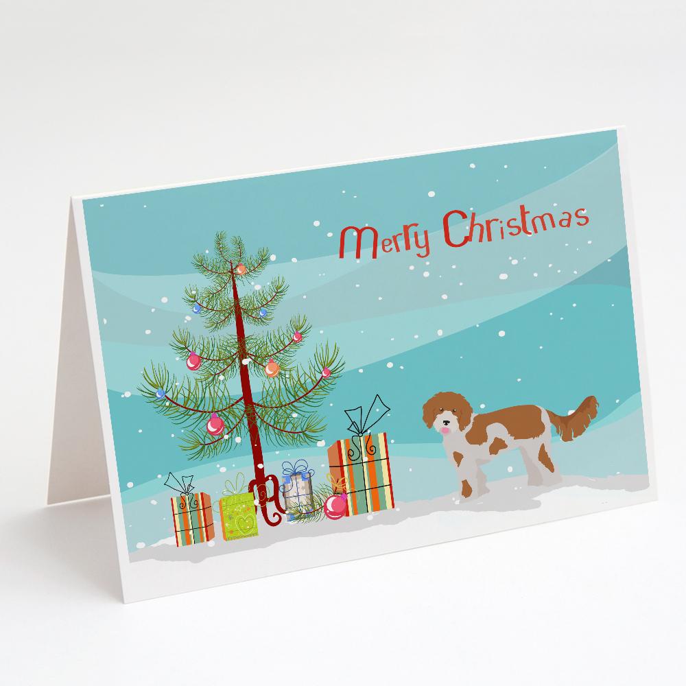 Cavapoo Christmas Tree Greeting Cards Pack of 8 Blank Cards with Envelopes Whimsical A7 Size 5x7