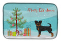 Black and Tan Chion Christmas Tree Dish Drying Mat Absorbent Dish Drying Mat Pad for Kitchen Counter Dish Drainer Mat for Countertop, 14 x 21", Multicolor
