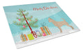 Tan Chorkie Christmas Tree Cutting Board Tempered Glass Kitchen Cutting Surface, Heat Resistant Chopping, Non-Slip Feet, Food Prep & Serving