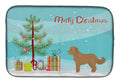 Tan Cockapoo Christmas Tree Dish Drying Mat Absorbent Dish Drying Mat Pad for Kitchen Counter Dish Drainer Mat for Countertop, 14 x 21", Multicolor