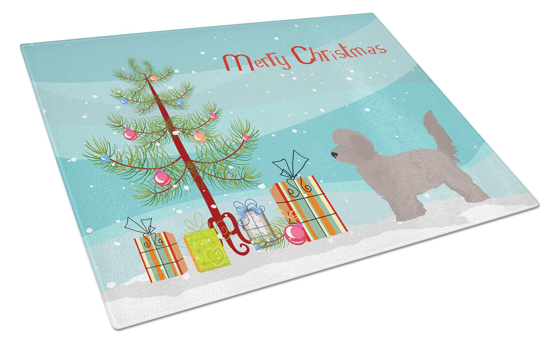 Doxiepoo Christmas Tree Cutting Board Tempered Glass Kitchen Cutting Surface, Heat Resistant Chopping, Non-Slip Feet, Food Prep & Serving