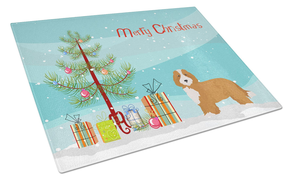 Doxiepoo #2 Christmas Tree Cutting Board Tempered Glass Kitchen Cutting Surface, Heat Resistant Chopping, Non-Slip Feet, Food Prep & Serving
