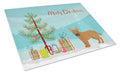 Tan French Bulldog Pit Bull Mix Christmas Tree Cutting Board Tempered Glass Kitchen Cutting Surface, Heat Resistant Chopping, Non-Slip Feet, Food Prep & Serving