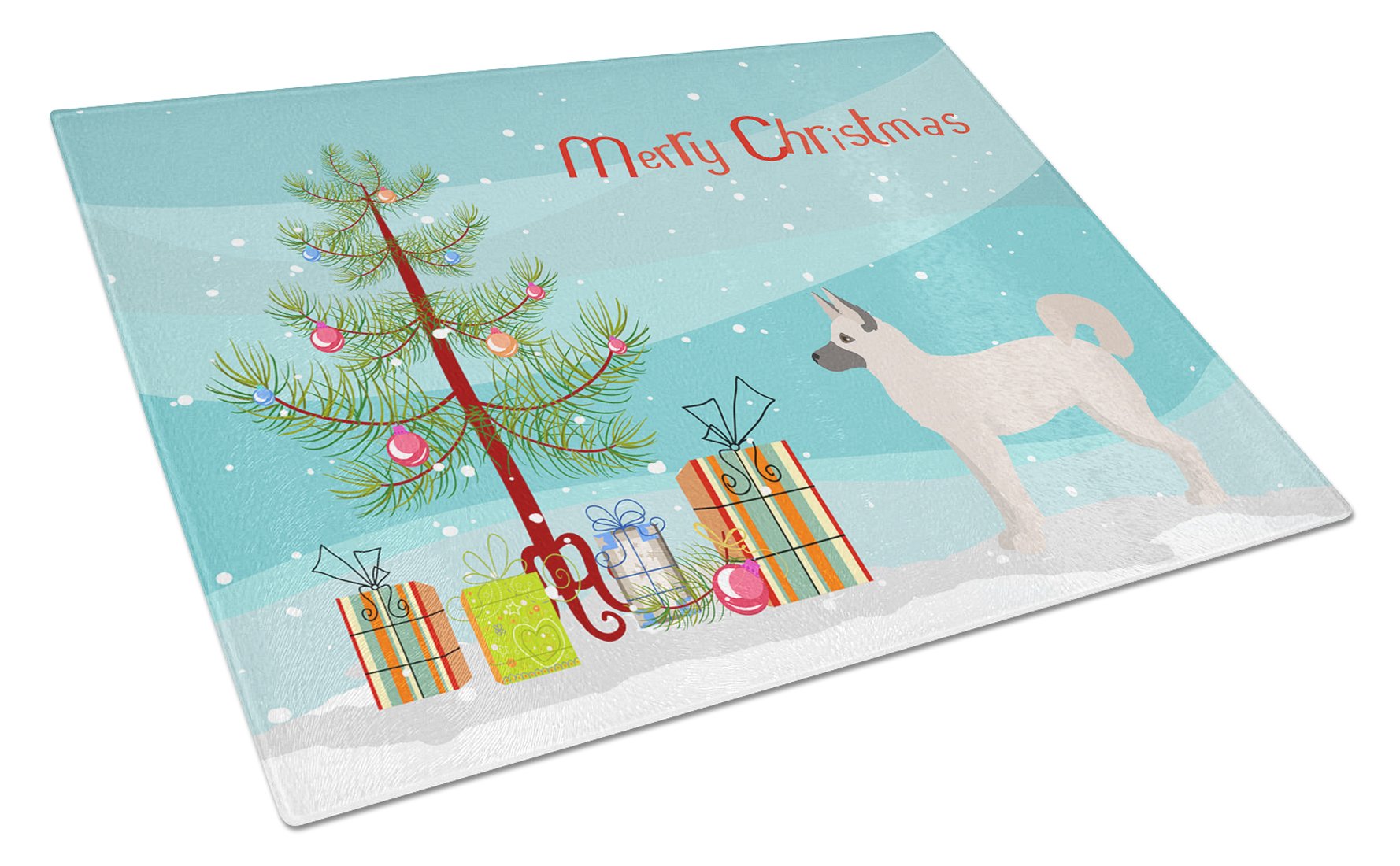 Gerberian Shepsky Christmas Tree Cutting Board Tempered Glass Kitchen Cutting Surface, Heat Resistant Chopping, Non-Slip Feet, Food Prep & Serving