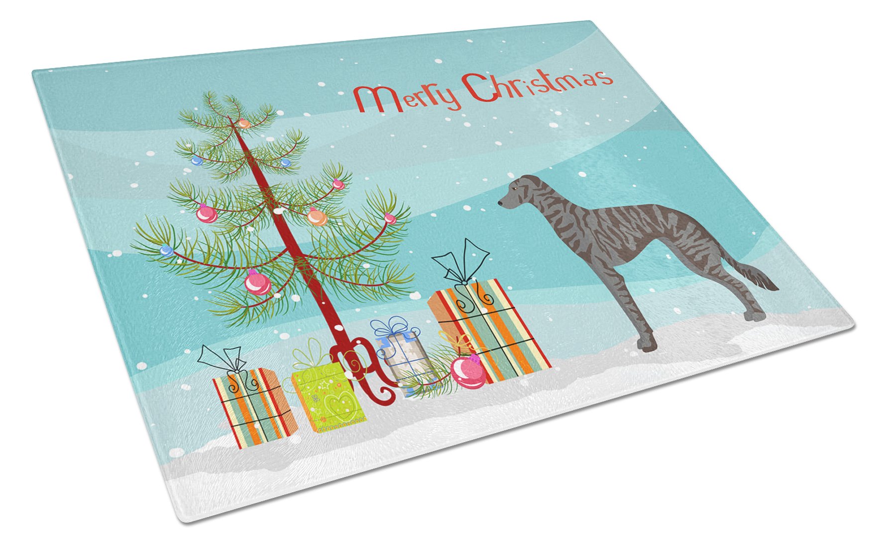 Longdog Christmas Tree Cutting Board Tempered Glass Kitchen Cutting Surface, Heat Resistant Chopping, Non-Slip Feet, Food Prep & Serving