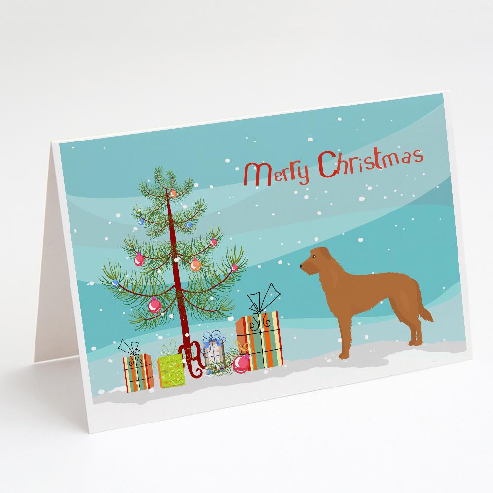 Lurcher #2 Christmas Tree Greeting Cards Pack of 8 Blank Cards with Envelopes Whimsical A7 Size 5x7