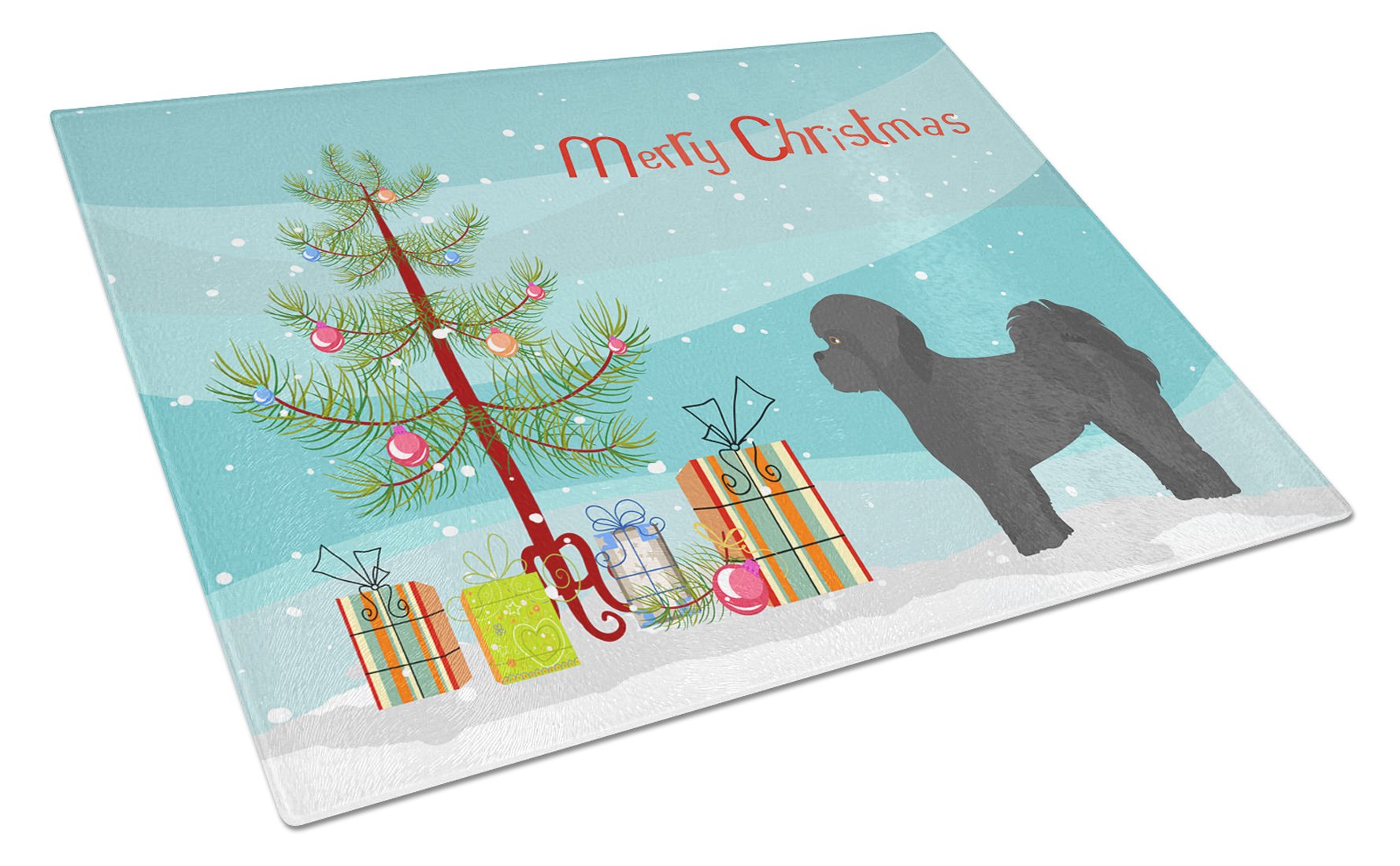 Black Mal-Shi Christmas Tree Cutting Board Tempered Glass Kitchen Cutting Surface, Heat Resistant Chopping, Non-Slip Feet, Food Prep & Serving