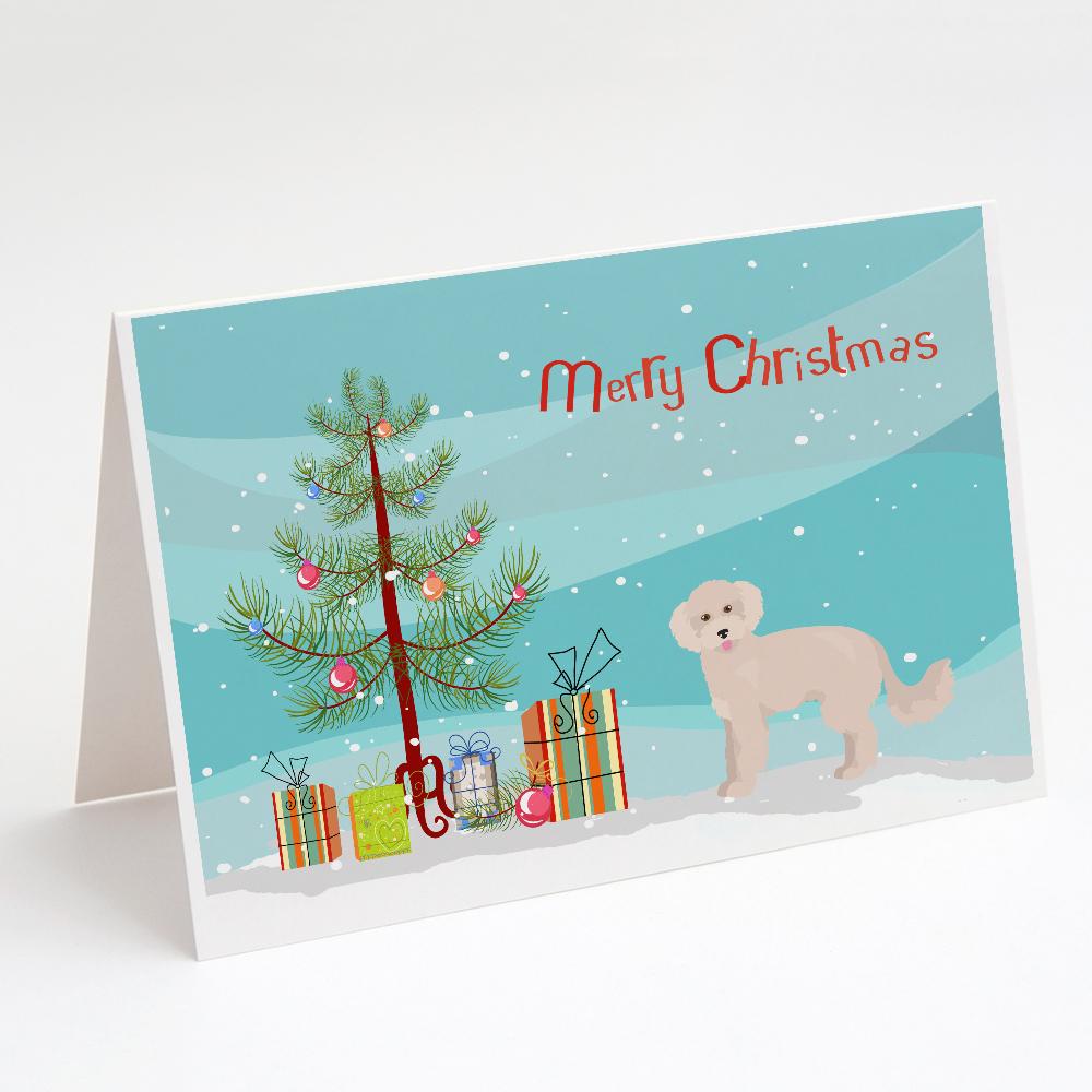 Maltipoo Christmas Tree Greeting Cards Pack of 8 Blank Cards with Envelopes Whimsical A7 Size 5x7
