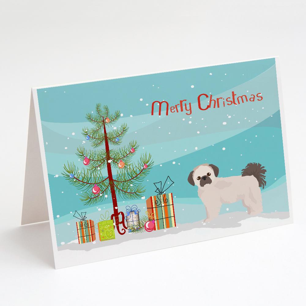 Pekeapoo Christmas Tree Greeting Cards Pack of 8 Blank Cards with Envelopes Whimsical A7 Size 5x7