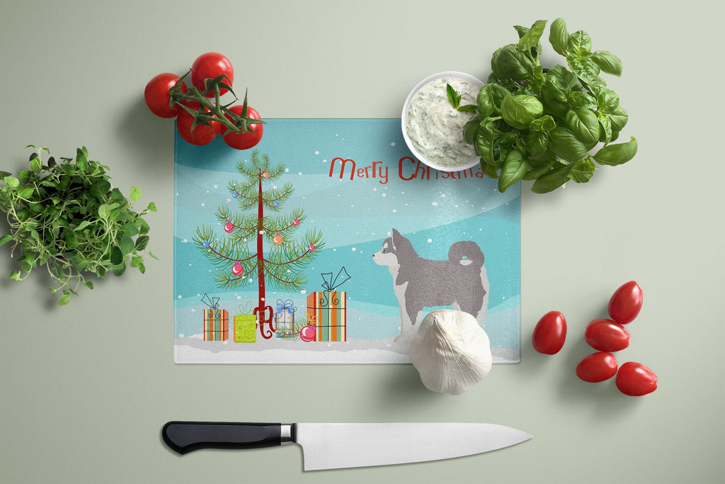 Pomsky #2 Christmas Tree Cutting Board Tempered Glass Kitchen Cutting Surface, Heat Resistant Chopping, Non-Slip Feet, Food Prep & Serving