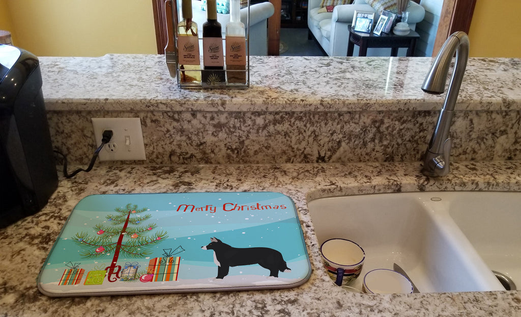 Shollie #1 Christmas Tree Dish Drying Mat Absorbent Dish Drying Mat Pad for Kitchen Counter Dish Drainer Mat for Countertop, 14 x 21", Multicolor