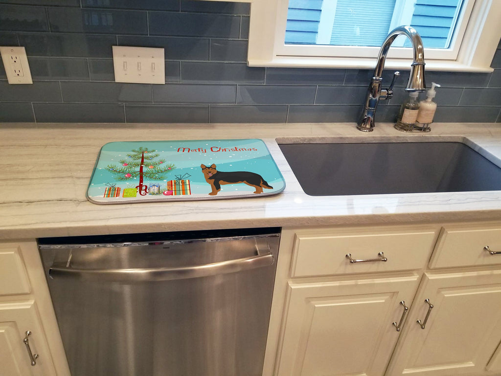 Shollie #2 Christmas Tree Dish Drying Mat Absorbent Dish Drying Mat Pad for Kitchen Counter Dish Drainer Mat for Countertop, 14 x 21", Multicolor