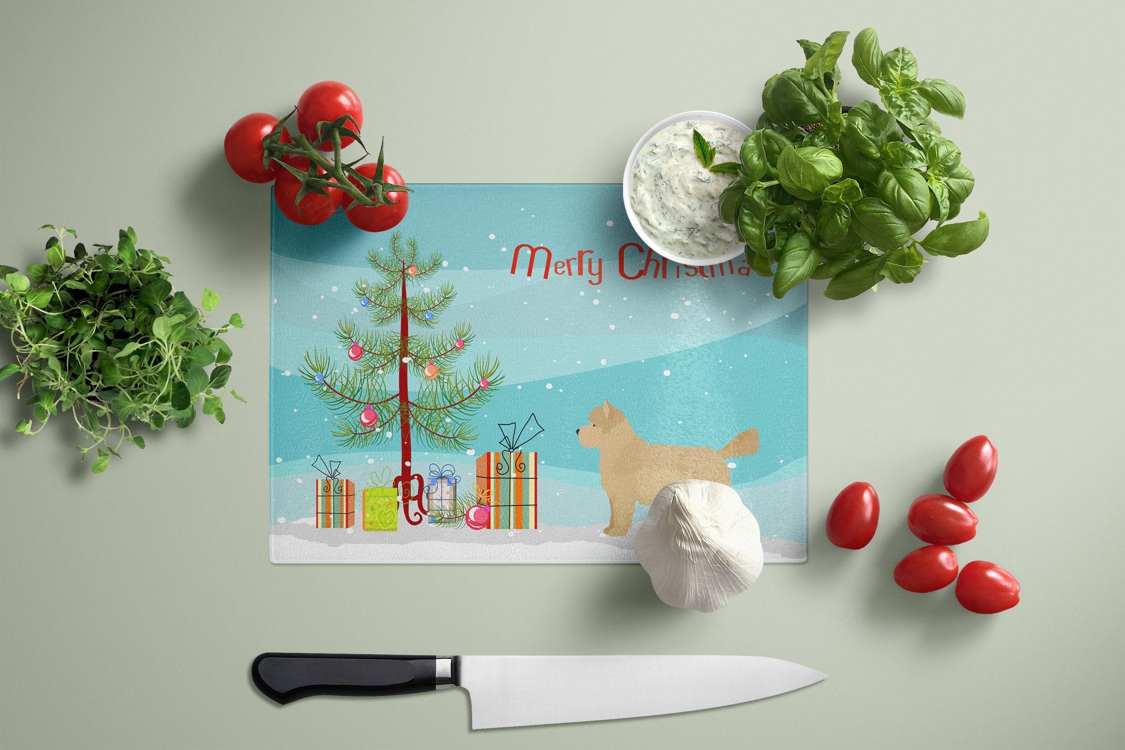 Westiepoo #1 Christmas Tree Cutting Board Tempered Glass Kitchen Cutting Surface, Heat Resistant Chopping, Non-Slip Feet, Food Prep & Serving