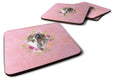 German Shorthaired Pointer Pink Flowers Foam Coasters Set of 4 Cup Coasters for Indoor Outdoor, Tabletop Protection, Anti Slip, Mouse pad Material