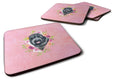 Russian Black Terrier Pink Flowers Foam Coasters Set of 4 Cup Coasters for Indoor Outdoor, Tabletop Protection, Anti Slip, Mouse pad Material