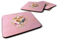 Welsh Terrier Pink Flowers Foam Coasters Set of 4 Cup Coasters for Indoor Outdoor, Tabletop Protection, Anti Slip, Mouse pad Material