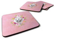 West Highland White Terrier Pink Flowers Foam Coasters Set of 4 Cup Coasters for Indoor Outdoor, Tabletop Protection, Anti Slip, Mouse pad Material