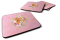 Yorkshire Terrier #2 Pink Flowers Foam Coasters Set of 4 Cup Coasters for Indoor Outdoor, Tabletop Protection, Anti Slip, Mouse pad Material
