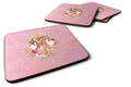 Vizsla Pink Flowers Foam Coasters Set of 4 Cup Coasters for Indoor Outdoor, Tabletop Protection, Anti Slip, Mouse pad Material